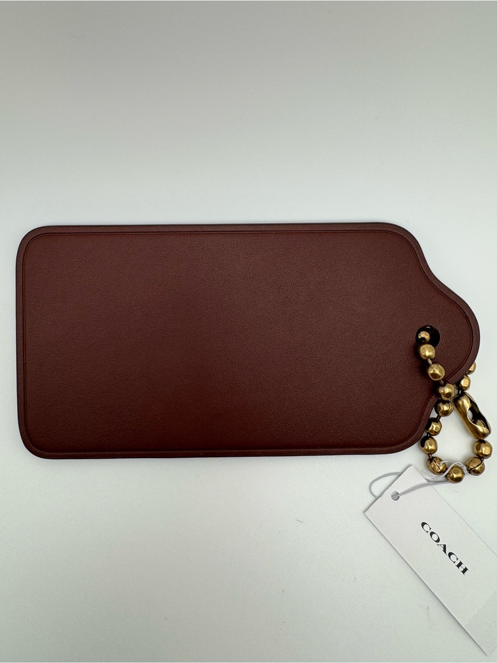 Coach XL Hangtag Bag Charm CBR57 Dark Brown Brass Leather NWT - Picture 9 of 16